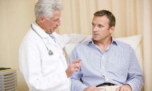 A man with prostatitis during a consultation with a urologist